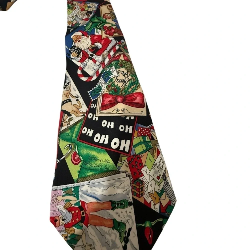 Nicole Miller 1994 Santa Holiday 100% Silk Christmas Novelty Neck Tie 56 inches